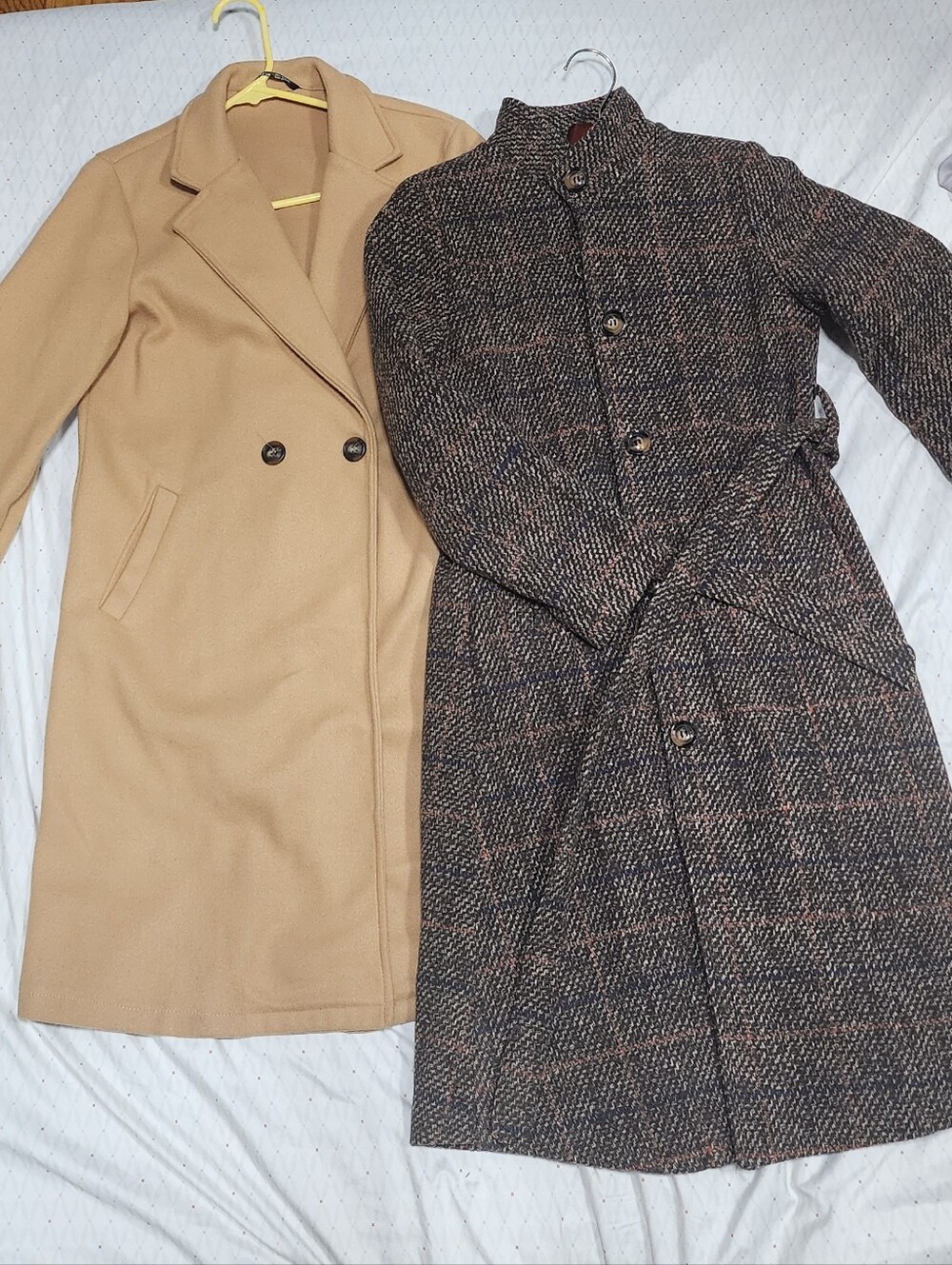 Plaid Belted And Khaki Coat Lot of 2